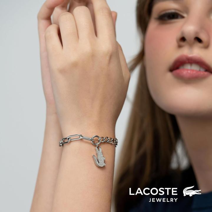 Actual product image Lacoste - Women's Steel Bracelet with Crocodile Crystals 2040146 (Stainless steel)