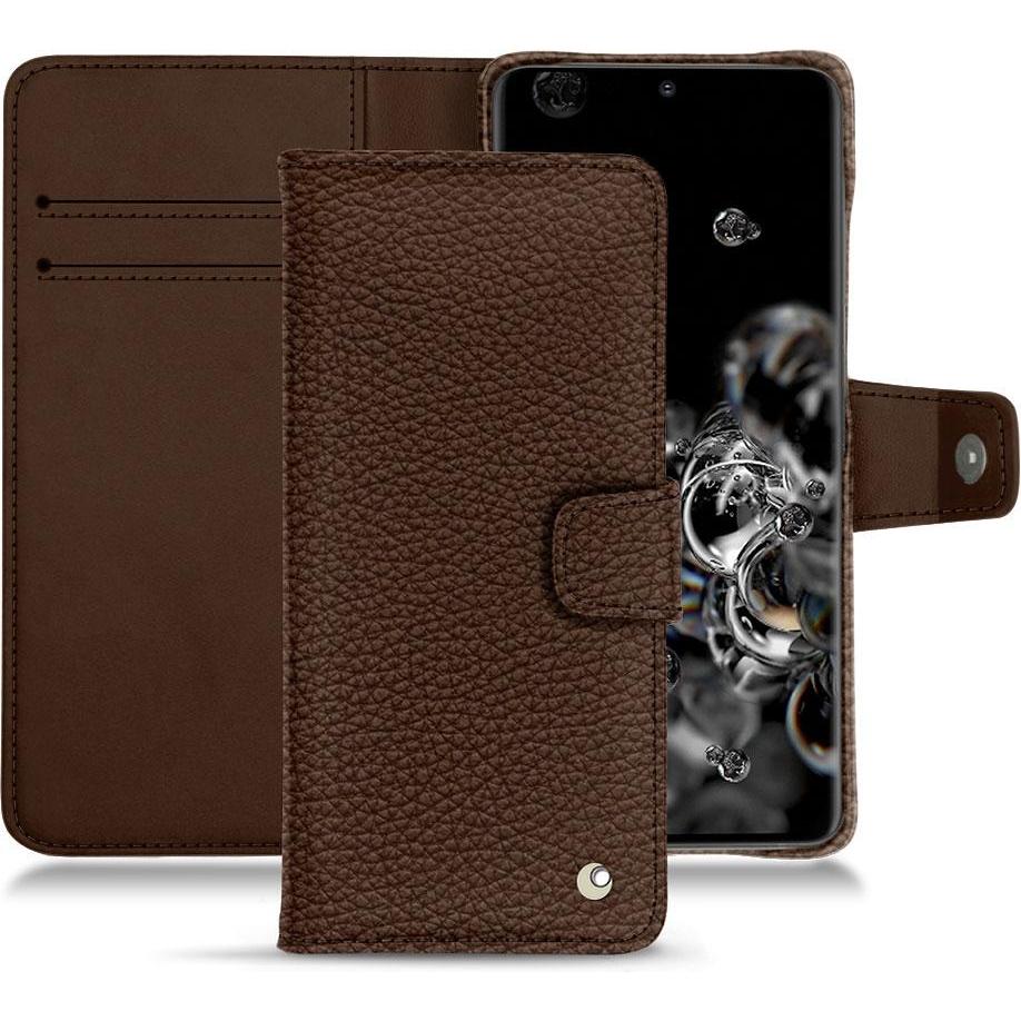 Noreve Lederschutzhülle Wallet (Samsung Galaxy S20+ 5G), Smartphone Hülle, Braun