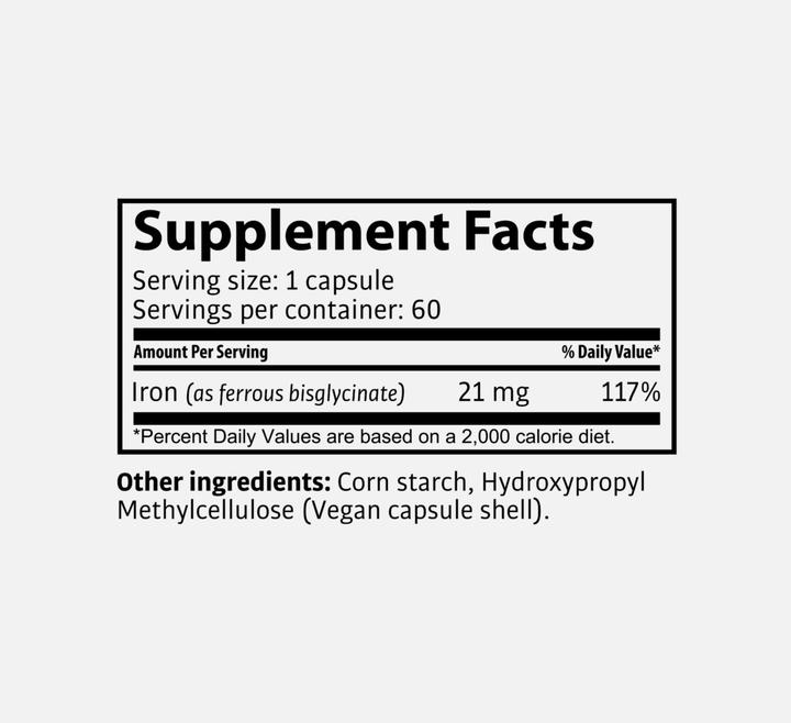 Valori nutrizionali e ingredienti Tasnim Ferro bisglicinato (60 pz., Pillole)