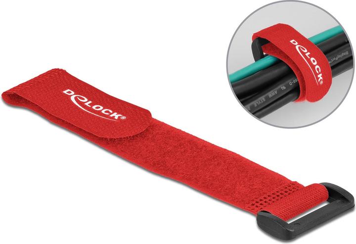 Actual product image Delock Velcro cable tie with loop L 190 x W 25 mm red 5 pieces (Velcro cable ties, 190 mm, 5 pcs.)