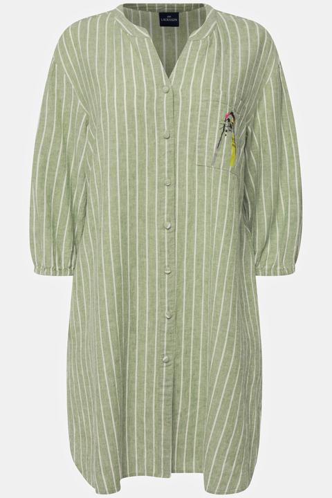 Produktbild Laurasøn Blusenkleid, Leinenmix, Streifen, Stehkragen, 3/4-Ballonärmel (S)