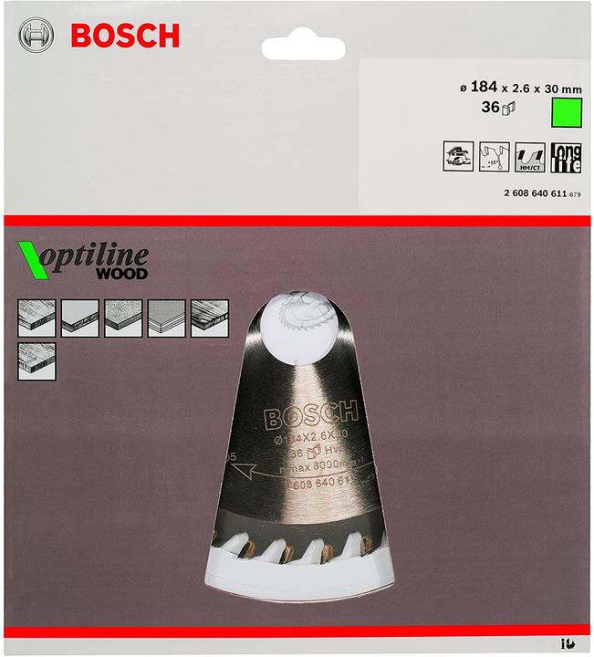 Actual product image Bosch Professional Zubehör PRO Wood circular saw blade, 184 x 2.6 x 30 mm