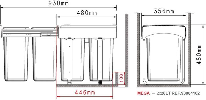 Image du produit Ekotech Cestino Integrato Mega 40 (40 l)
