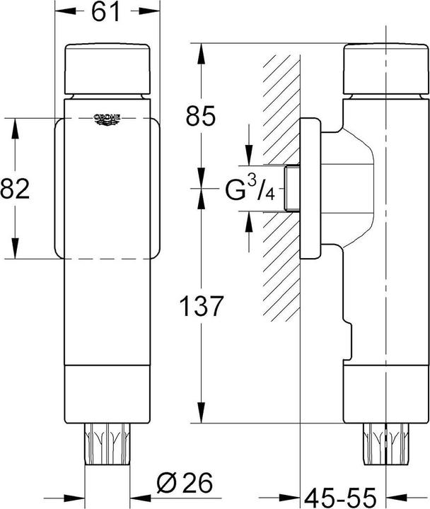 Produktbild Grohe Druckspüler Rondo A.S.