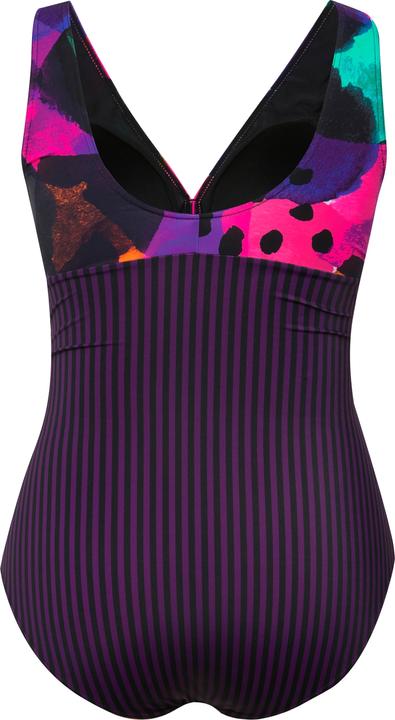 Image du produit Ulla Popken Maillot de bain à imprimé fluo, rayures et bonnets souples. Anneau (62)