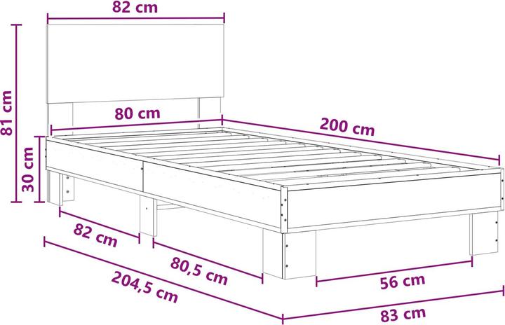 Produktbild vidaXL Bettrahmen (80 x 200 cm)