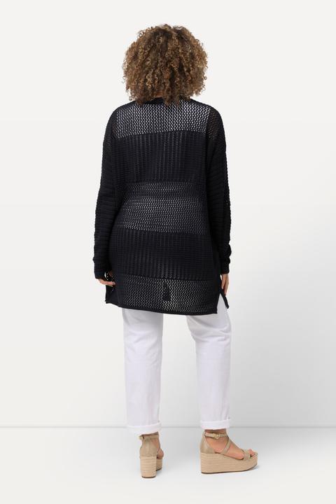 Produktbild Ulla Popken Strickjacke, Lochstrick, Oversized, V-Ausschnitt (58)
