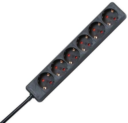 Kopp 120615007 Interieur 6AC-uitgang(en) Zwart (6x, CEE 7/3, 1.40 m)