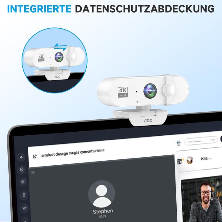 Produktbild AOC 4K Webcam AC310 mit Mikrofon und Autofokus