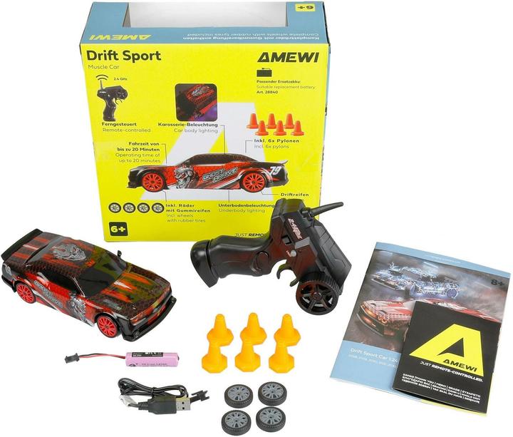 Immagine prodotto Amewi Drift Sport Muscle Car 4WD 1:24 RTR rot (RTR pronto all'uso)