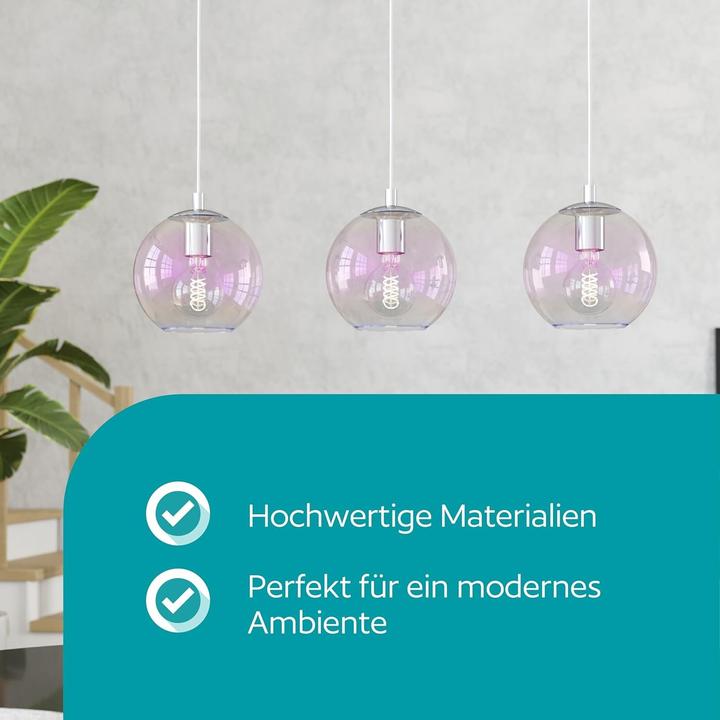 Actual product image EGLO Iridescent Three-Light Pendant Lamp with Rainbow Glass Balls (E27)