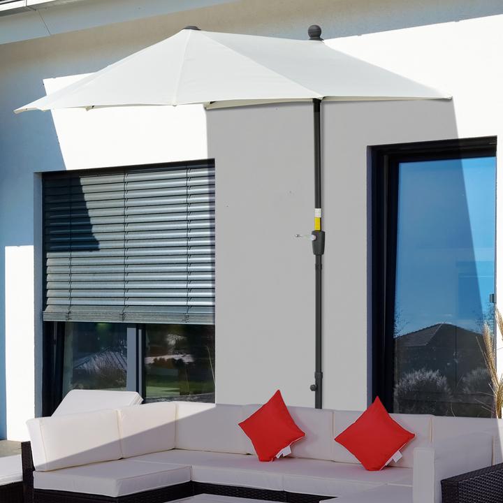 Image du produit Outsunny Halbschirm Stahl, Polyesterstoff Cremeweiss (2 m)