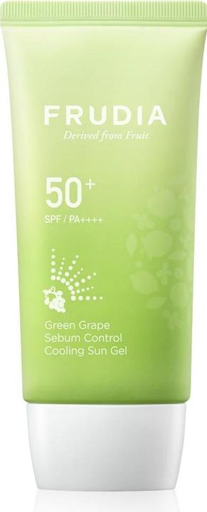 Actual product image Frudia Green Grape Sebum Control Cooling Sun Gel SPF50+ PA++++ 50g (Sun cream face, Suntan cream, SPF 50+)