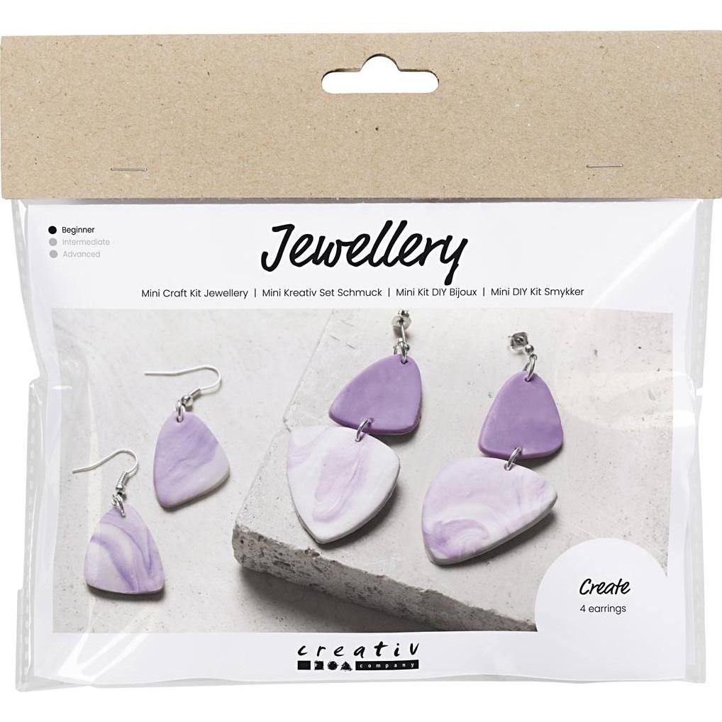 Thumbnail - Creativ Company Schmuck Bastelset Marmorierte Ohrringe Helllila