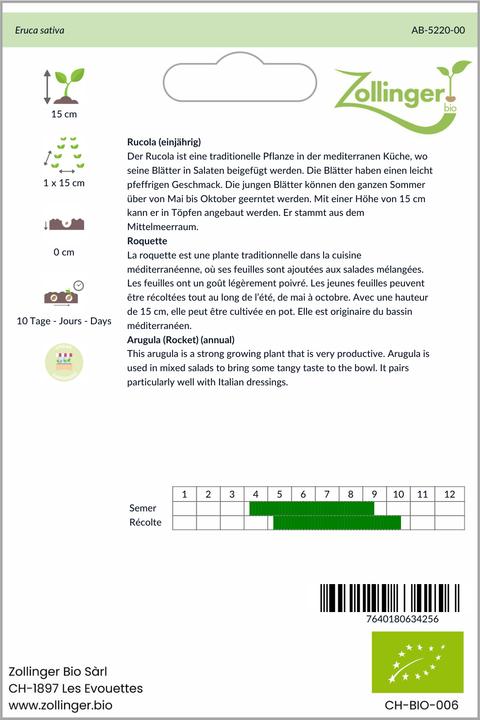Produktbild Zollinger Bio Rucola (einjährig) (Keimlinge)