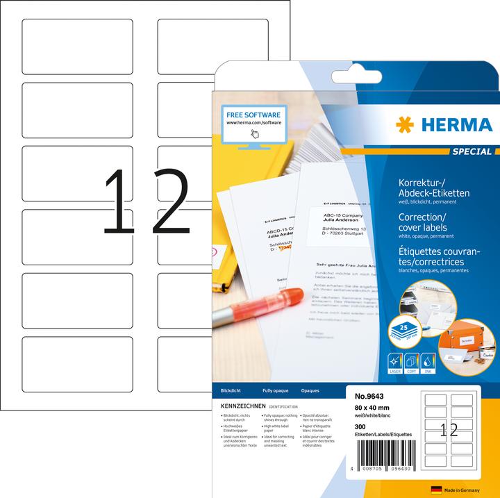 Actual product image HERMA QR code labels A4
