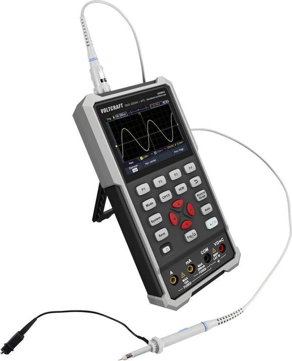 Actual product image Voltcraft DSO-2202H + AFG Handheld Oscilloscope 200MHz 2-channel 1 GSa/s 8 kpts 8 Bit Handheld 1pce. (CAT II 400V)