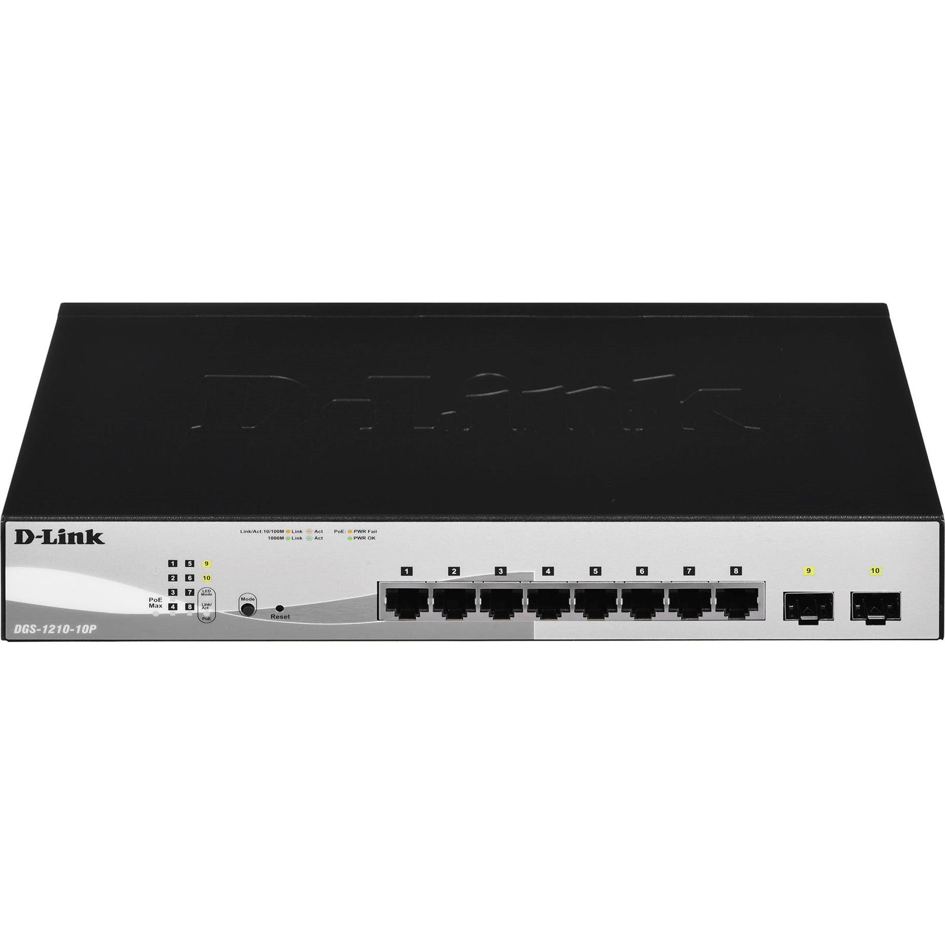 D-Link Dgs-1210-10p (8 Ports), Netzwerk Switch, Schwarz