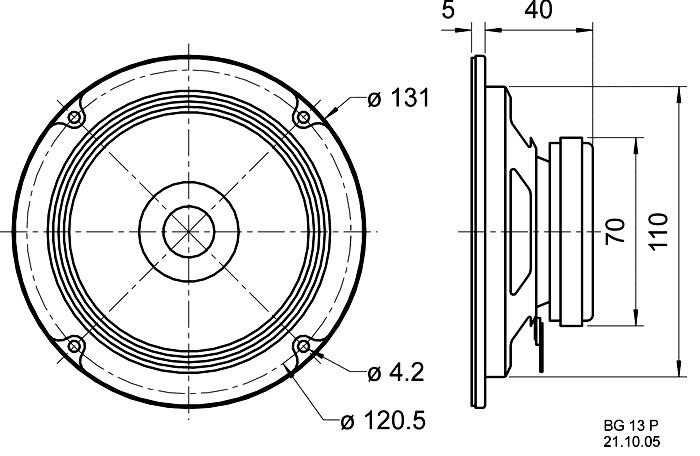 Immagine prodotto Visaton Altoparlante a gamma completa BG 13 P, 8 Ohm