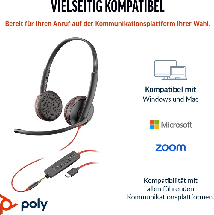 Immagine prodotto Poly Blackwire 3225 (Cablato, USB-C)