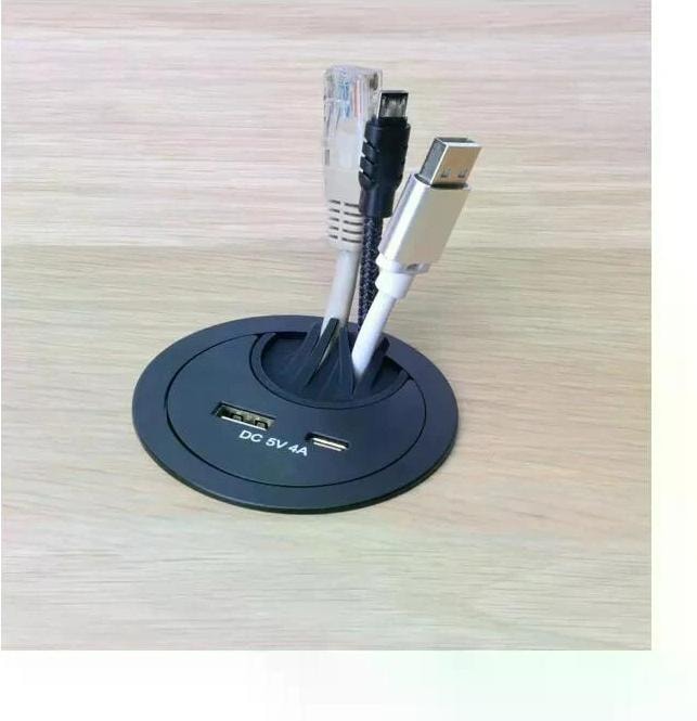 Actual product image Max Hauri Office Line cable feed-through with USB/A and USB/C charger