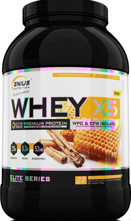 Actual product image Genius Nutrition Whey-X5 (Vanilla Honey, 900.90 g)