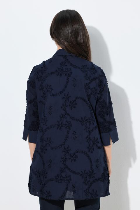 Immagine prodotto Ulla Popken Blusa lunga con ricami, collo da camicia e maniche a 3/4 (50, 52)