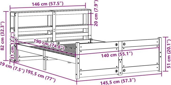 Image du produit vidaXL Bettgestell (140 x 190 cm)