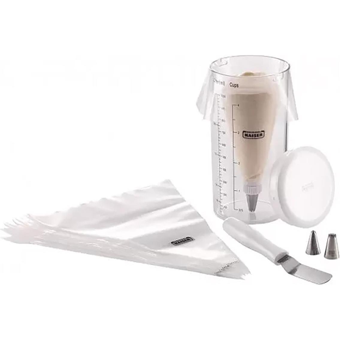 Thumbnail - Kaiser Creativ Decorating Set for Muffins, Cupcakes & Co Measuring Cup with Airtight Seal. 25 Dispos, Spritzbeutel