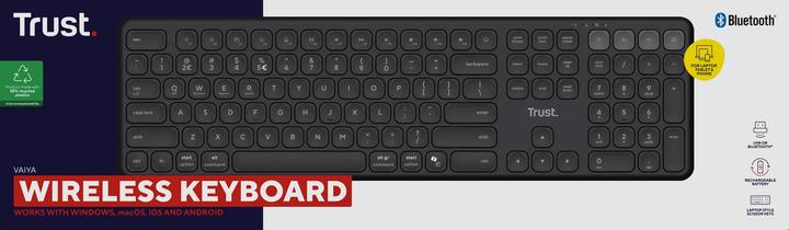 Actual product image Trust Vaiya Tastatur Universal USB + RF Wireless + Bluetooth US Englisch Schwarz (US, Wireless)
