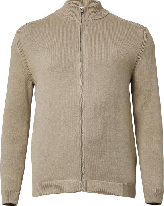 Produktbild s.Oliver Strickjacke Baumwoll-Strickjacke mit Stehkragen und Logo-Patch (5XL, XXL)