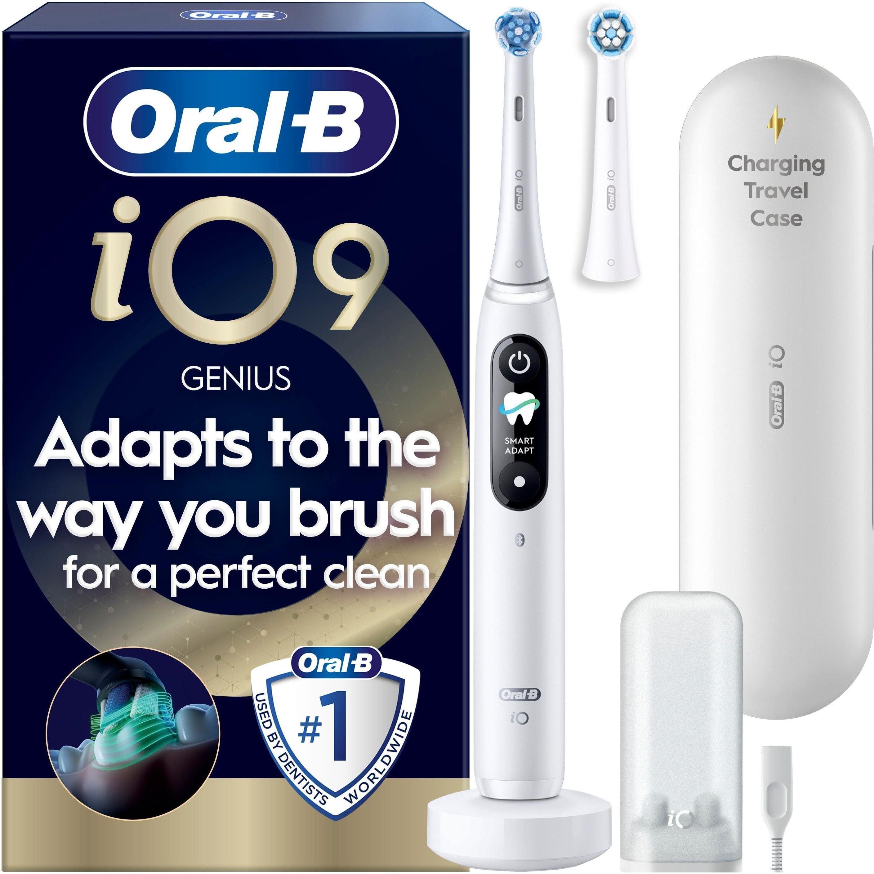 Oral-B, Spazzolino elettrico, Oral B - iO9 Electric Toothbrush - White - 2 Brush Head, Charging Travel Case