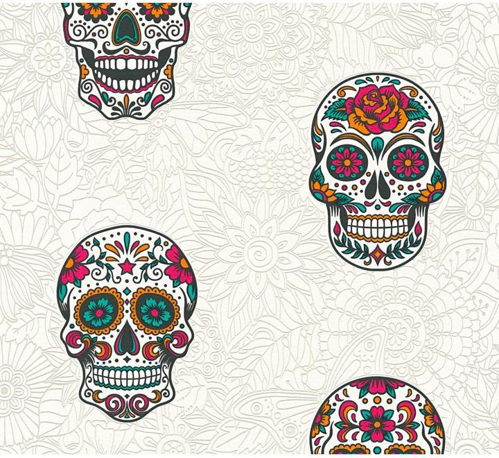 Actual product image A.S. Création Club Tropicana Sugar Skulls (53 x 1005 cm)