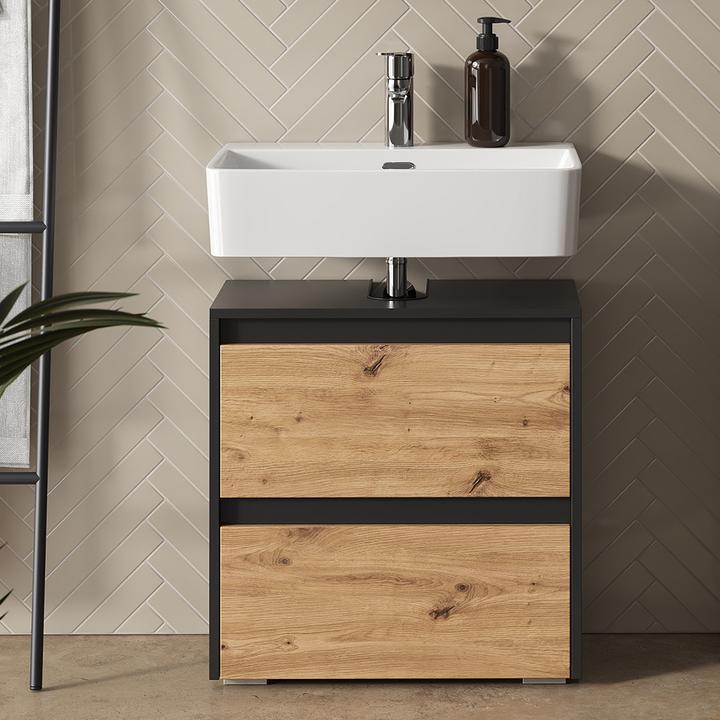 Immagine prodotto Vicco Waschbeckenunterschrank Majest, Anthrazit/Artisan, 60.1 x 62 cm mit 2 Schubladen (60.10 x 30.10 x 62 cm)