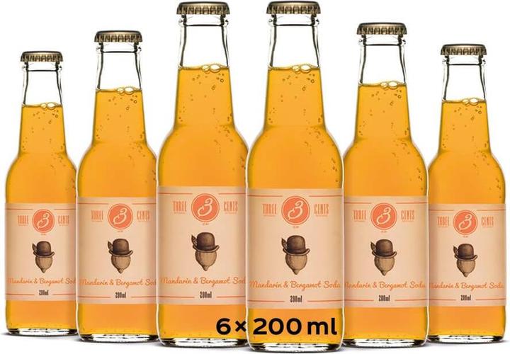 Actual product image Three Cents Mandarin & Bergamot Soda (6 x 20 cl)
