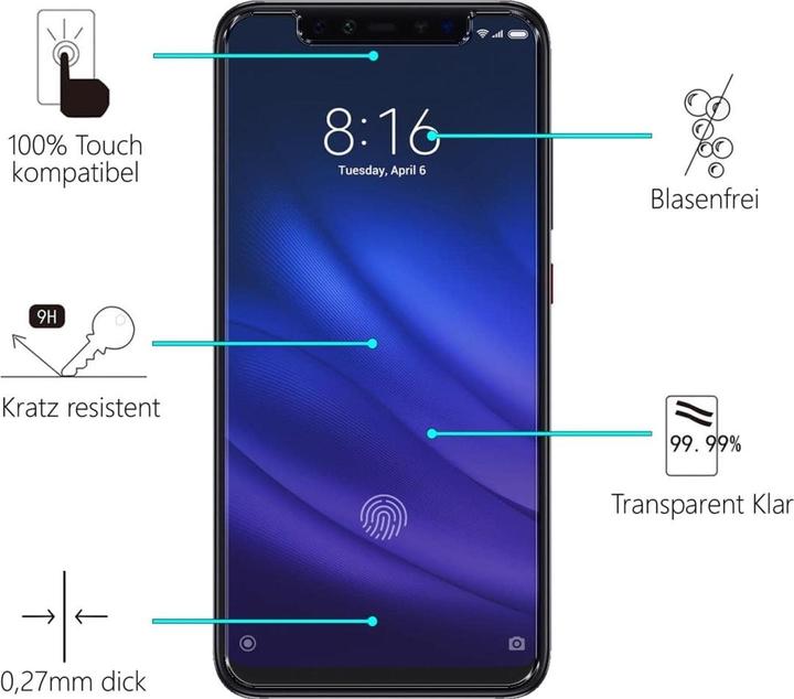 Actual product image Screenguard Xiaomi Mi 8 Pro bulletproof glass protective film Case Friendly Design (1 pcs., Mi 8 Pro)