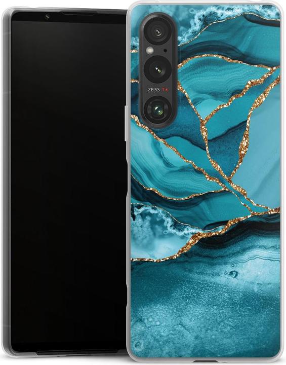Produktbild DeinDesign Slim Case für Sony Xperia 1 V Silikon Hülle Ultra Dünn Handyhülle Glitzer Look Edelstein Marmor (Sony Xperia 1 V)