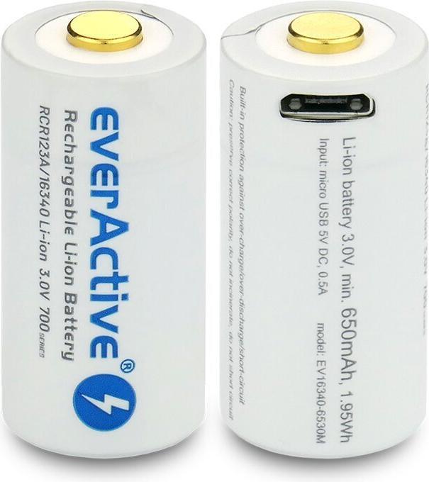 Productafbeelding Everactive 16340 / RCR123A 3V 700 mAh - Oplaadbare batterij (1 Pcs., RCR123A, 650 mAh)