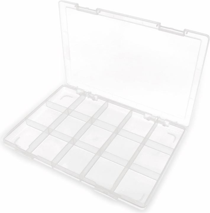 Actual product image Pollin Electronic Sortimentsbox, 285x201x23, 15 Fächer, PP, transparent