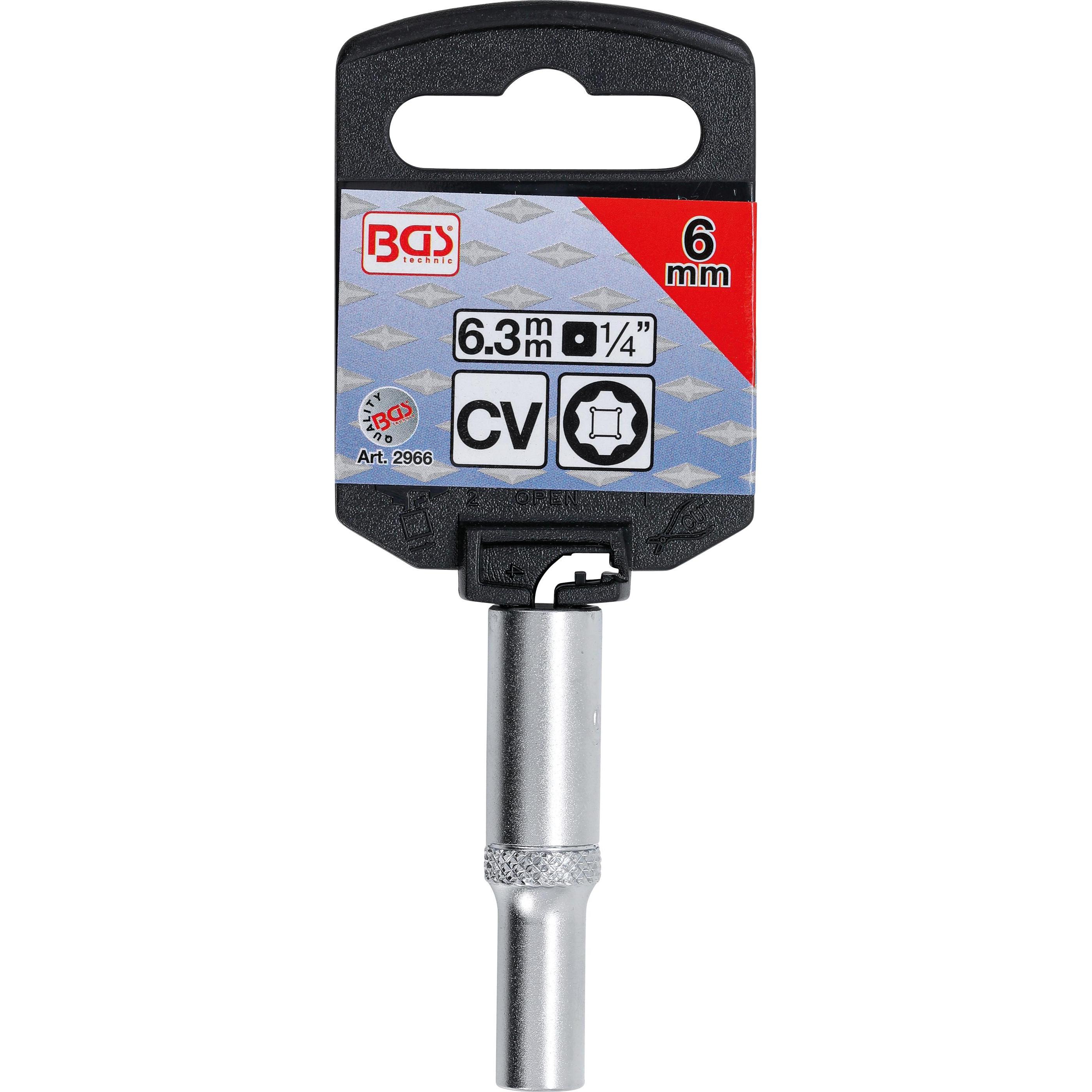 Thumbnail - BGS, Steckschlüssel + Stecknuss, Steckschlüssel-Einsatz Super Lock, tief Antrieb Innenvierkant 6,3 mm (1/4") SW 6 mm (6 ...