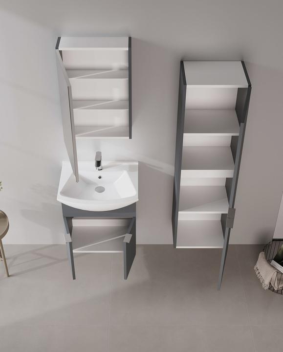 Produktbild Homitis Purus 55 Bathroom Cabinet With Sink & Mirror Set (2 Pieces)