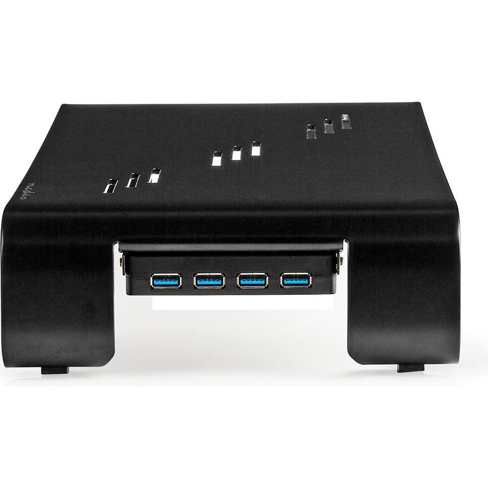 Thumbnail - Nedis ERGOMFSU3400BK - Ergonomický Multifunkční Stojan Rozbočovač USB 3.0 4portový Černý, Monitor Erhöhung, Schwarz