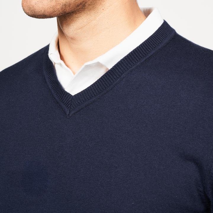 Image du produit Inesis Pulls de golf en coton col V pour hommes - CW100 bleu marine