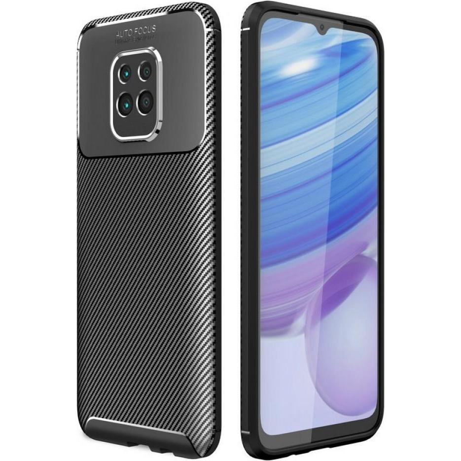 Screenguard Xiaomi Redmi 10X 5G Hülle Carbon Design TPU Case (Xiaomi Redmi 10X 5G), Smartphone Hülle, Schwarz