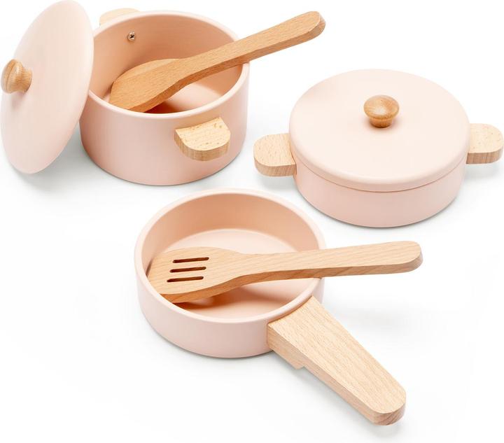 Immagine prodotto New Classic Toys Set di padelle in legno rosa