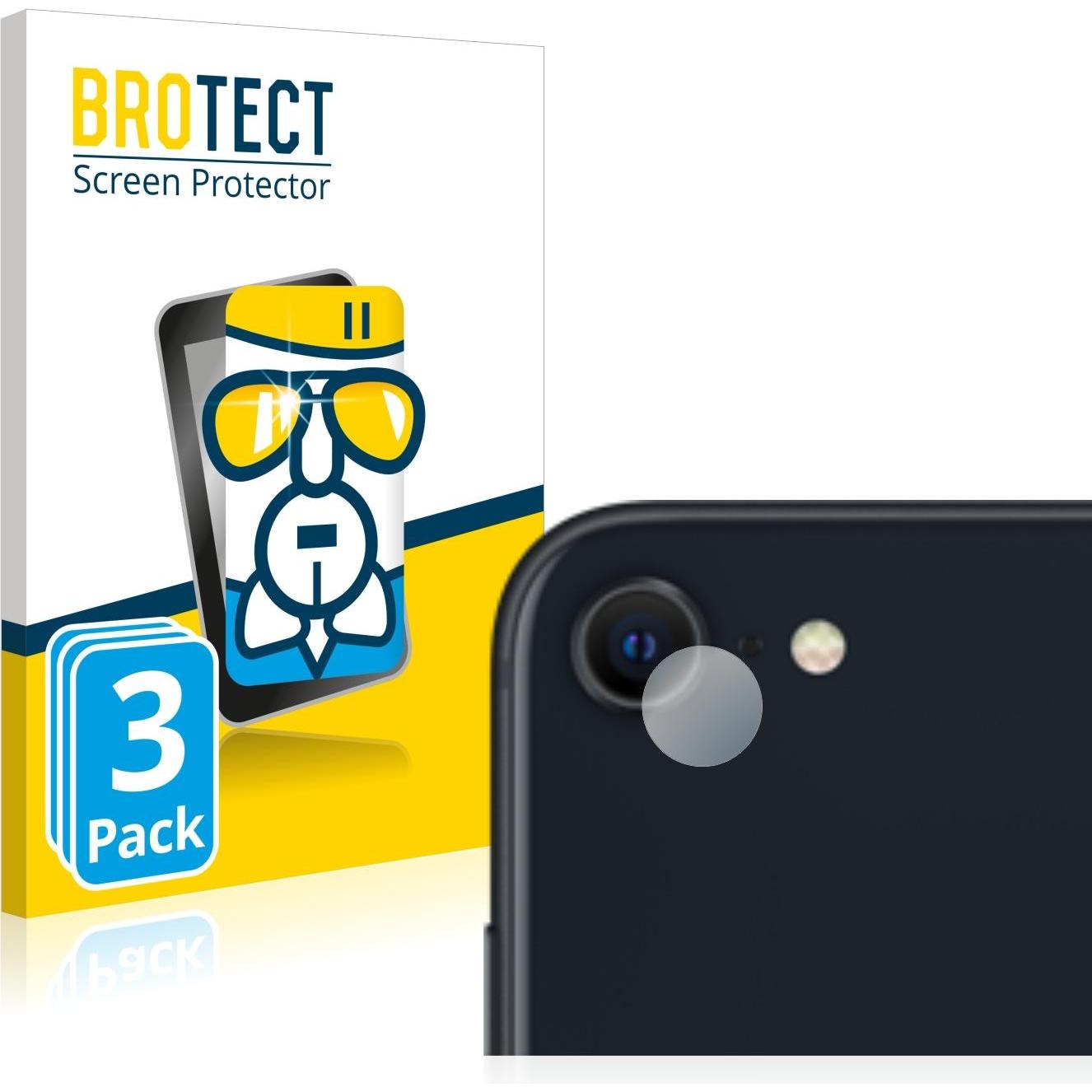 BROTECT AirGlass Panzerglasfolie (3 Stück, Apple iPhone SE), Smartphone Schutzfolie, Transparent
