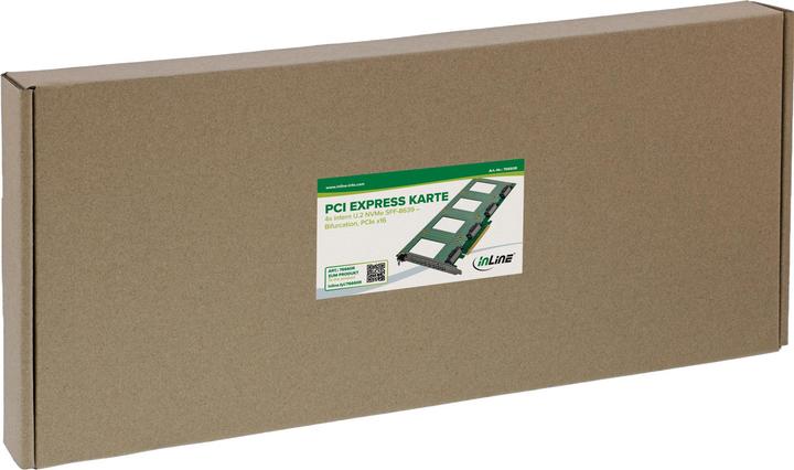 Produktbild InLine PCIe Karte zu 4x intern U.2 NVMe SFF-8639 – Bifurcation