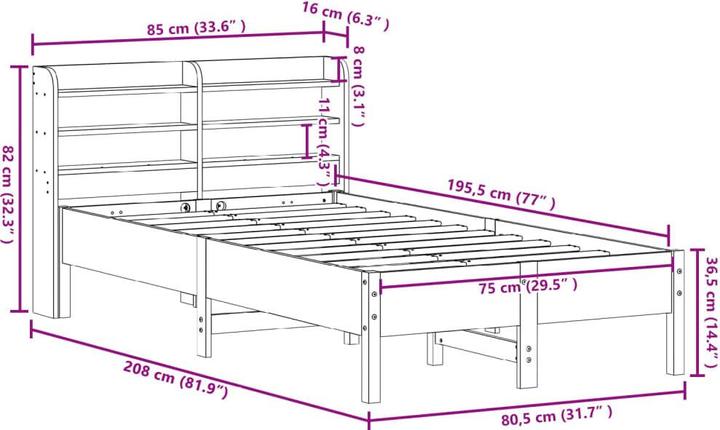 Image du produit vidaXL Bettgestell (75 x 190 cm)