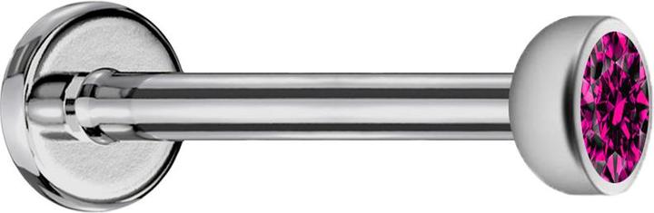 Image du produit Star Piercing Micro Labret femelle argenté avec cristal demi-sphère fuchsia (Titane, sans laiton)