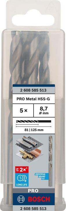 Image du produit Bosch Professional Zubehör Foret hélicoïdal PRO Metal HSS-G, 8,7 x 81 x 125 mm (8,7 mm)